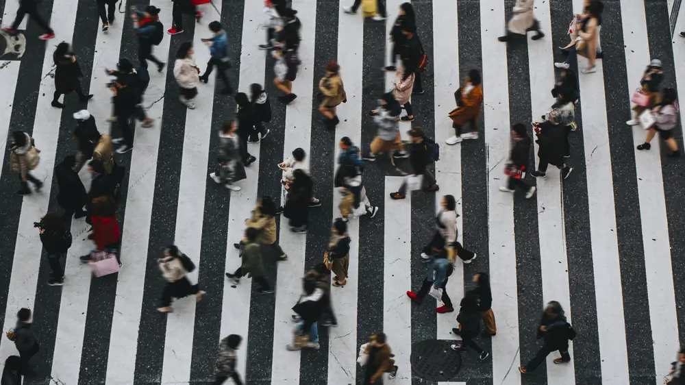 Commuters crossing in Japan