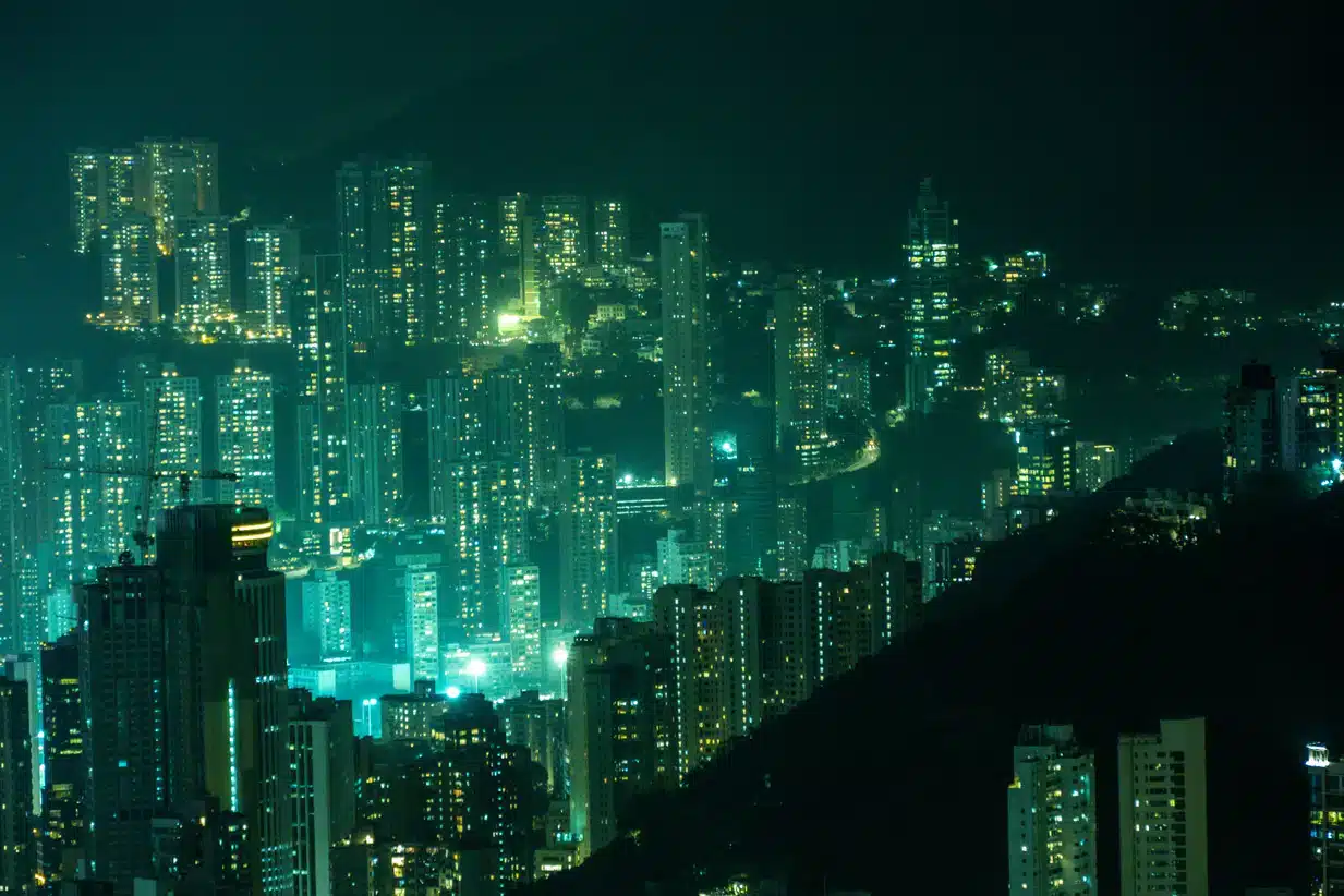 city scape showing wireless communication